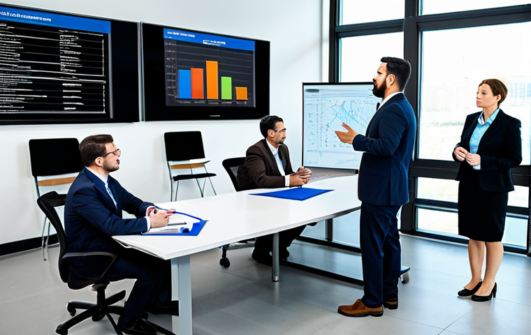A diverse group of professional business employees, fully clothed in modest business attire, are actively participating in a crisis management training exercise in a modern, well-lit corporate training room. They are gathered around a large screen displaying a simulated scenario, engaged in focused discussion and collaborative problem-solving. Each individual exhibits perfect anatomy, correct proportions, and natural poses, with well-formed hands and proper finger count. The scene conveys a sense of unity and preparedness. The overall image is professional, safe for work, appropriate content, fully clothed, and family-friendly. High-quality professional photography, crisp details, natural lighting.